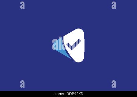 Minimales trendiges Karomuster-Logo auf blauem Hintergrund Stock Vektor