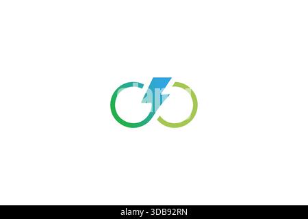 Einfaches trendiges Infinity Bolt Logo-Design auf weißem Hintergrund Stock Vektor