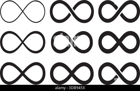 Satz Schwarzer Symbole Für Unendliche Symbole Stock Vektor