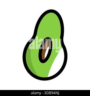 Avocado Half Cartoon Line Illustration Stock Vektor