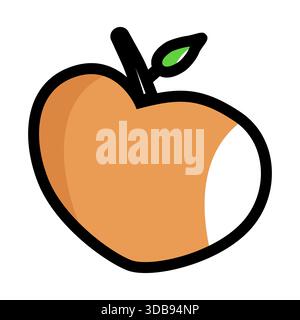 Pfirsichfrucht Cartoon Line Illustration Stock Vektor