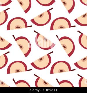 Nahtloses Apple Slice Muster Flacher Vektor Frucht Hintergrund Stock Vektor