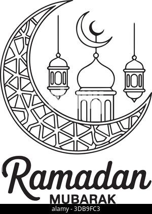 Moscheelinie Zeichnung Kunst Ramadan Bild Ausmalseite Stock Vektor