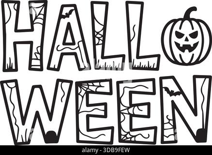Text für Halloween-Strichzeichnung Stock Vektor