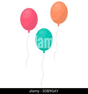 Festliche Ballons. Fliegende bunte Kugeln. Zeichenfolge angehängtes Element. Vektor-Party-Illustration. Stock Vektor