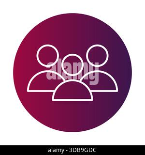 Teamwork People Symbol. Symbol für soziale Gruppe. Benutzer-Community-Vektor. Kreisförmiger Hintergrund des Verlaufs. Stock Vektor