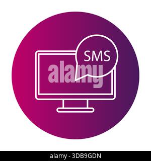 SMS-Symbol überwachen. Benachrichtigung über Textnachricht. Digitale Chat-Vektorblase. Grafik zur Computerkommunikation. Stock Vektor