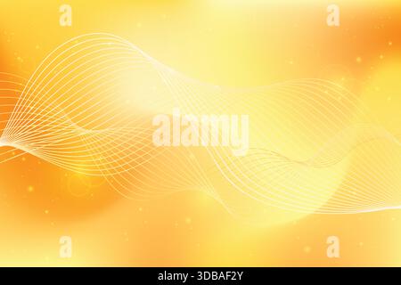 Gelber Hintergrund mit glattem Verlaufsgitter mit Linienwellen und abstraktem Lichteffekt. Verschwommenes, fließendes modernes Design für Banner, Website, Präsentationen Stock Vektor