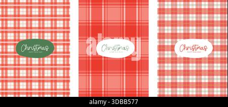 Weihnachtskarierter Hintergrund. Karomuster für die Karte. Stoffmuster mit Gingham-Muster. Hemdtuch mit Schottenmuster. Klassische Flanellstrukturen. Stock Vektor