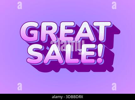 Eine lebendige Grafik mit dem Text „Great Sale!“ In auffälliger, verspielter Typografie mit Verlaufseffekt auf violettem Hintergrund. Stock Vektor
