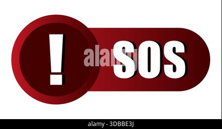 SOS-Notruftaste. Notrufsymbol. Rotes Warnschild. Symbol für Vektor-Hilfe. Stock Vektor
