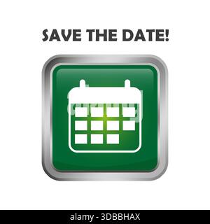 Symbol „Datum speichern“. Kalenderereignissymbol. Weißer Schriftzug. Vektorplaner-Grafik. Stock Vektor