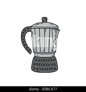 Hand gezeichneter Moka Topf Icon Vektor Illustration. Kritzele die Kaffeezubereiter Clipart Stock Vektor