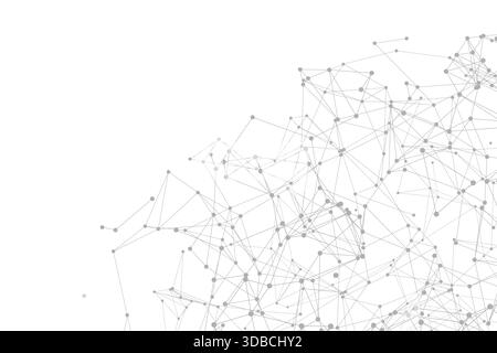 Abstraktes geometrisches Netz im Plexus-Stil mit verbundenen Punkten und Linien, die einen technisch inspirierten Hintergrund bilden. Stock Vektor
