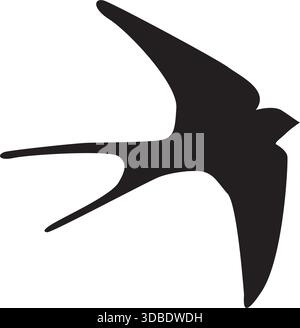 Schwalbenvogel Silhouette im Flug Stock Vektor