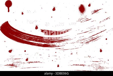 Rote handgezeichnete Pinselstriche. Abstrakte bunte Pinselstriche Vektor-Hintergrund Grunge-Textur mit rotem Farbspritzer für ein modernes Kunstdesign Stock Vektor