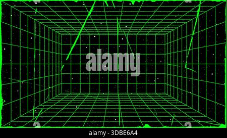 3D-Drahtmodell-perspektivisches Rasterraum-Vorlage-Design-Vektor-Illustration Hintergrund Stock Vektor