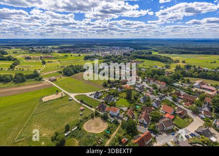 Luftaufnahme der Region um Haimendorf, einem Bezirk von Roethenbach an der Pegnitz in Mittelfranken Stockfoto