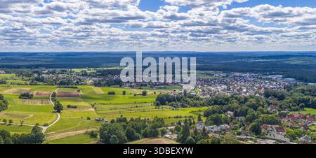 Luftaufnahme der Region um Haimendorf, einem Bezirk von Roethenbach an der Pegnitz in Mittelfranken Stockfoto