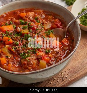 Griechischer Linseneintopf Stockfoto