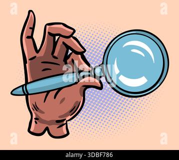 Lupe mit Handschuhen im Pop-Art-Stil Stock Vektor