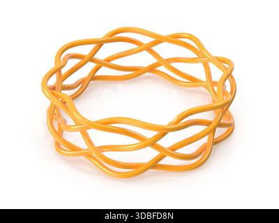 Ineinander verwobener orangefarbener 3D-Ring Stockfoto