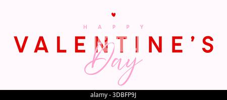 Valentinstag-Grußkarte, Happy Valentinstag Textbanner auf rosa Hintergrund Stock Vektor