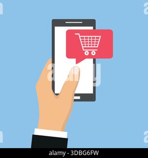 Online-Shop-Konzept am Telefon. Online-Shopping. Stock Vektor