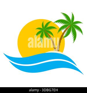 Insel mit Palmen im Hintergrund der Sonne und des Meeres Stock Vektor