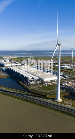 Eemshaven Hyperscale: Aerial Cloud Computing Center Stockfoto