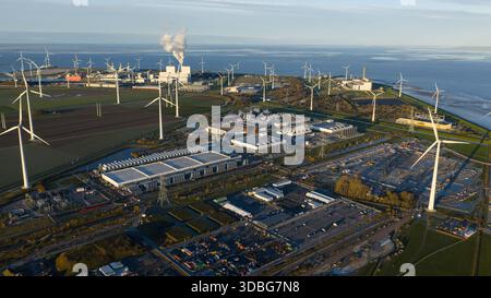 Eemshaven Hyperscale: Aerial Cloud Computing Center Stockfoto