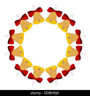 Weihnachtsbaumschmuck. Runder Rahmen aus Weihnachtsbaumglocken. Vorlage für Ihre Kreativität. Design für Postkarten, Flyer Stock Vektor