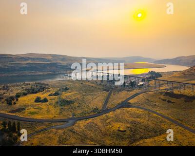 Panoramablick auf die Joso High Bridge aus der Vogelperspektive Stockfoto