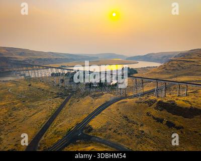 Panoramablick auf die Joso High Bridge aus der Vogelperspektive Stockfoto