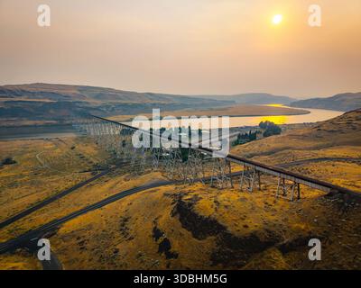 Panoramablick auf die Joso High Bridge aus der Vogelperspektive Stockfoto
