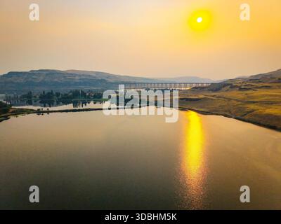 Panoramablick auf die Joso High Bridge aus der Vogelperspektive Stockfoto
