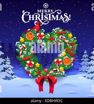 Weihnachtsherzkranz mit Deko und Geschenken Stock Vektor