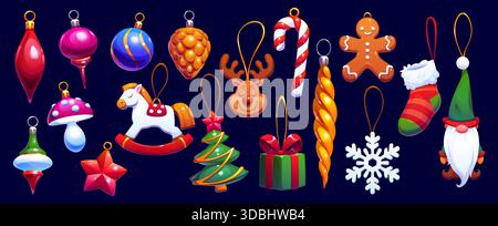 Weihnachtsbaumschmuck und -Kugeln Stock Vektor
