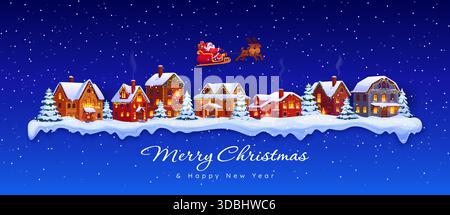Weihnachten Winter Schnee Dorf und Santa Stock Vektor