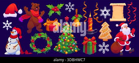 Weihnachtsfiguren, Weihnachtsmann mit Tasche Stock Vektor