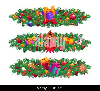 Tannenzweige mit Deko Stock Vektor