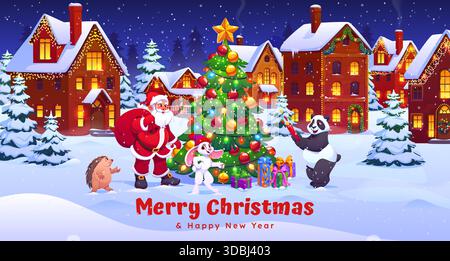 Frohe Weihnachtsgrußkarte mit Zeichen Stock Vektor