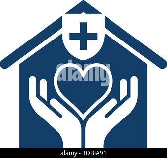 Healthcare Home Heart Logo Design medizinische Klinik Schutz Symbol Vektor Vorlage Stock Vektor