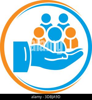 Hand Halten People Group Logo Design Community Support Charity Unity Care Symbol Vektor Vorlage Stock Vektor