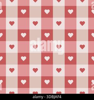Gingham Hearts Folk Check Muster Stock Vektor
