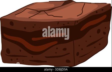 Brownie-Vektor-Zeichnung zeigt Schokoladendessert und süßes Essen Stock Vektor