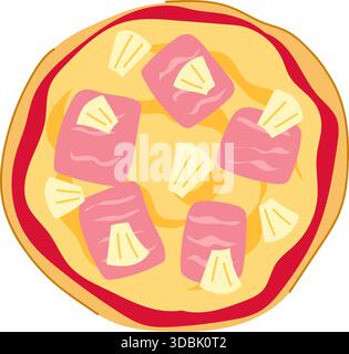 Hawaiianische Pizza mit Schinken und Ananas Vektor Illustration Stock Vektor