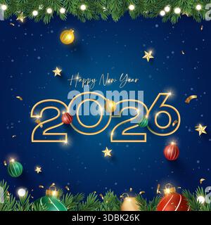 3D 2026 Happy New Year Letter Banner, 2026 Happy New Year Vektor Kunst und Illustration. 2026 Happy New Year Letter Banner, Happy New Year Vector Art Stock Vektor