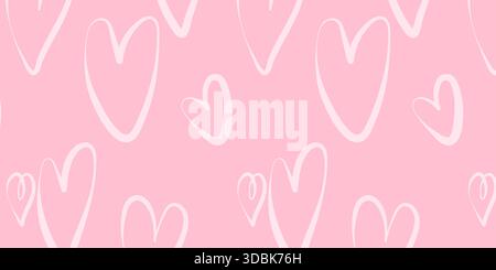 Nahtloses Valentinstag-Muster mit rosafarbenen Herzformen. Valentinstag, Muttertag und Hochzeittapete oder Hintergrund für Einladungen und Karten Stock Vektor