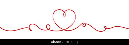 Valentinstag-Banner mit handgezeichneter, durchgehender Herzform. Liebe Vektorgrenzen Stock Vektor